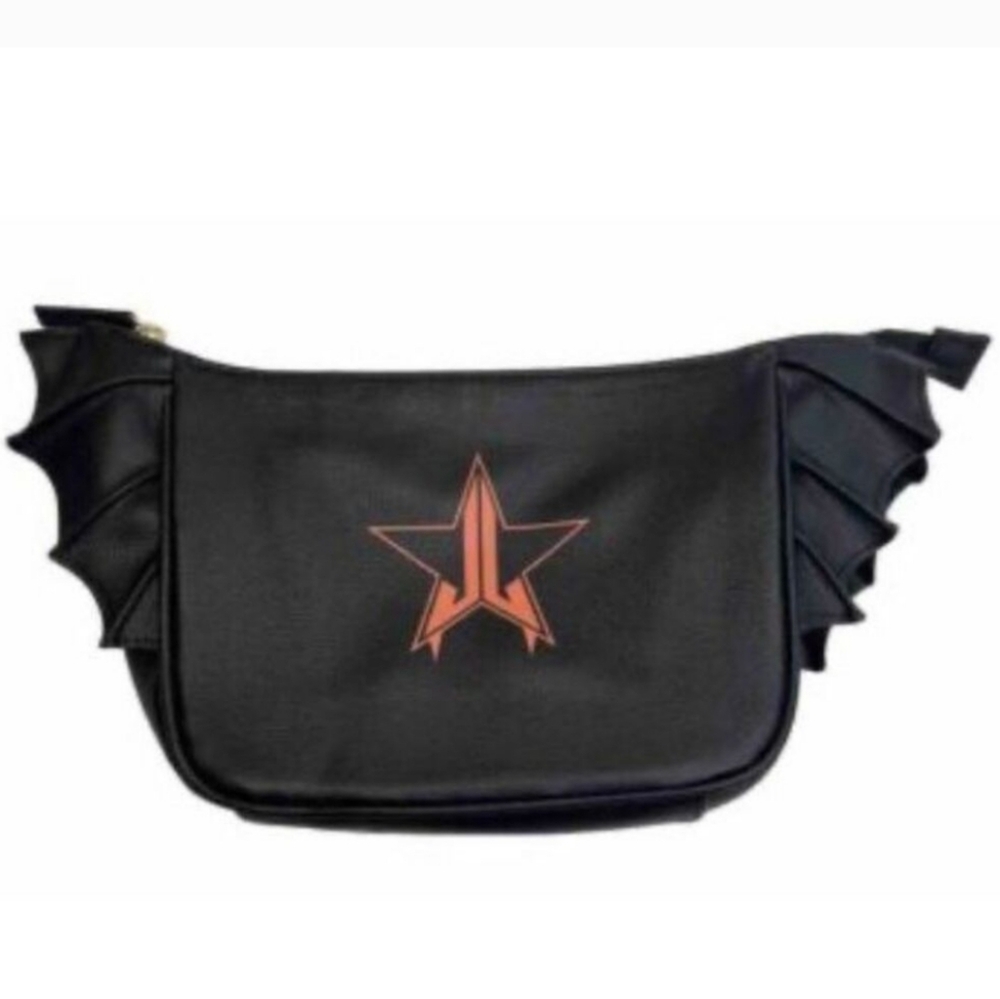 Jeffree Star Black Bat Wing Clutch with Orange Star